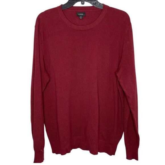 J CREW Sweater Men Medium Red Cotton Cashmere Pullover Pique Crewneck G8016 - Picture 1 of 9